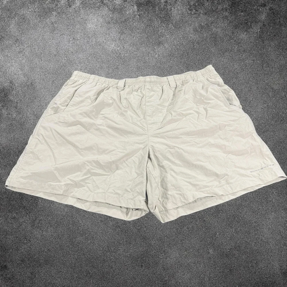 Columbia PFG Omni-Shade Fishing Shorts Mens XL Beige Nylon Mesh Lined‎ Outdoor